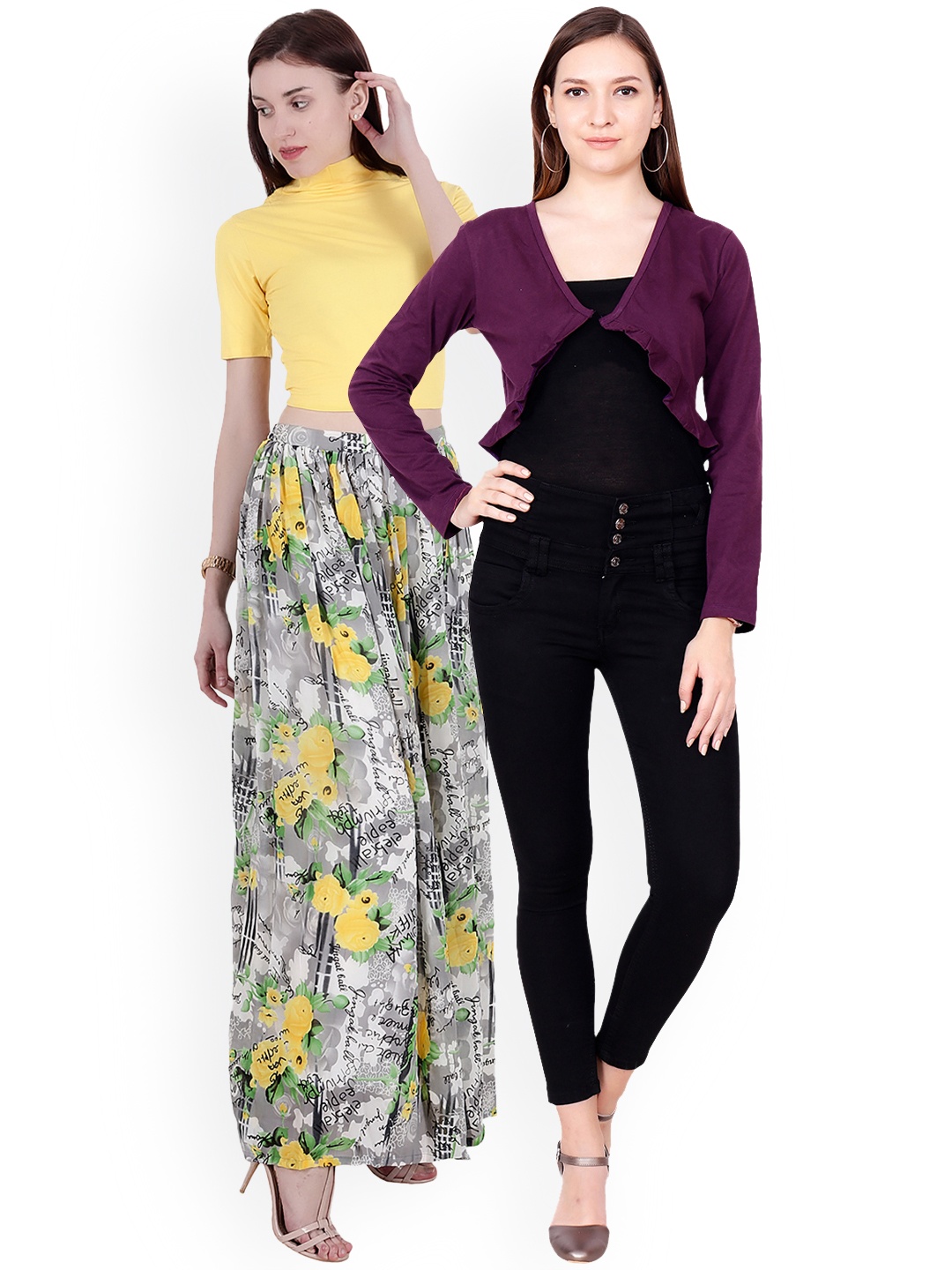 

SCORPIOUS Women Pack of Shrug & Top, Yellow