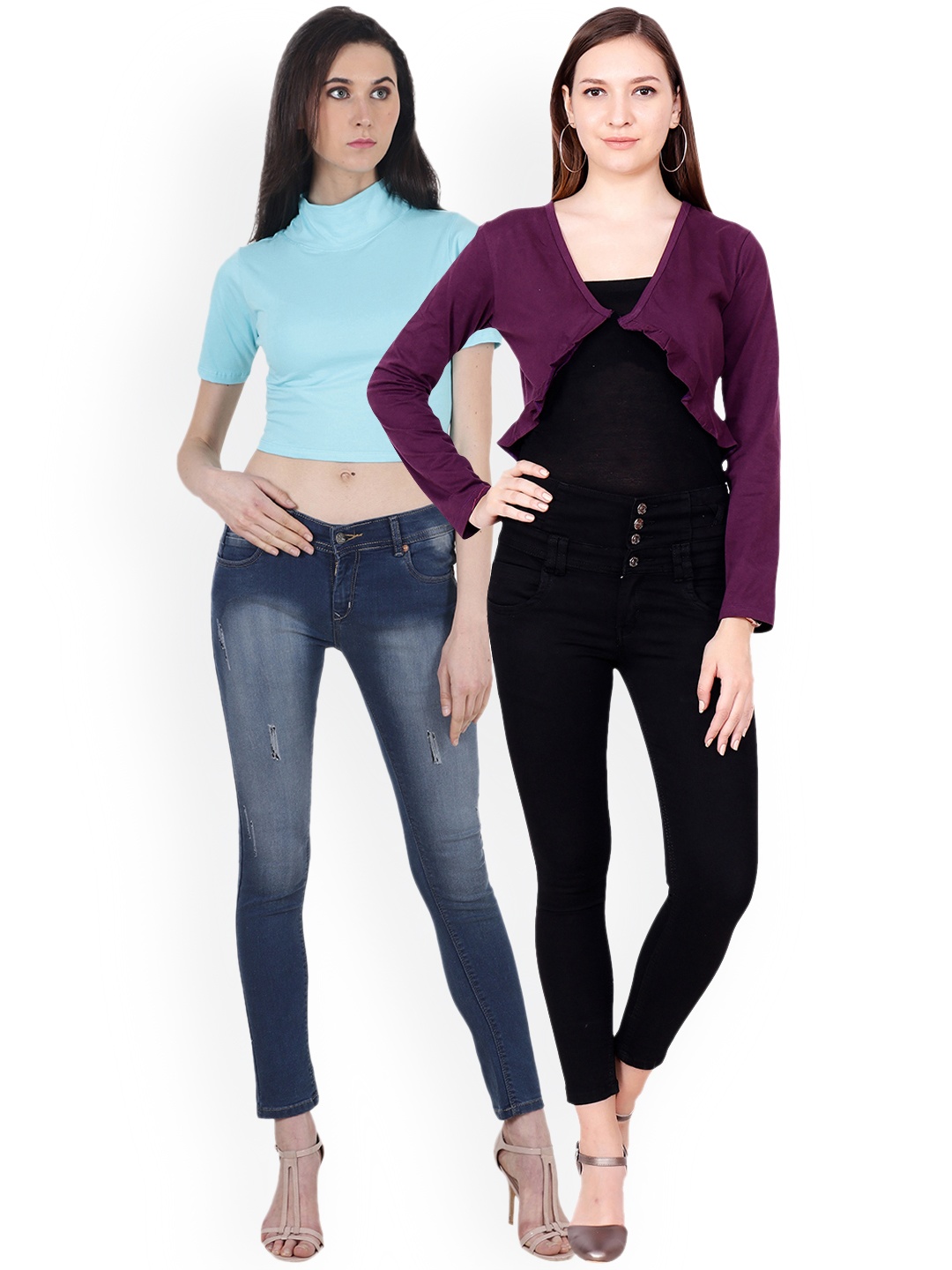 SCORPIOUS Women Pack of Shrug & Top, Blue