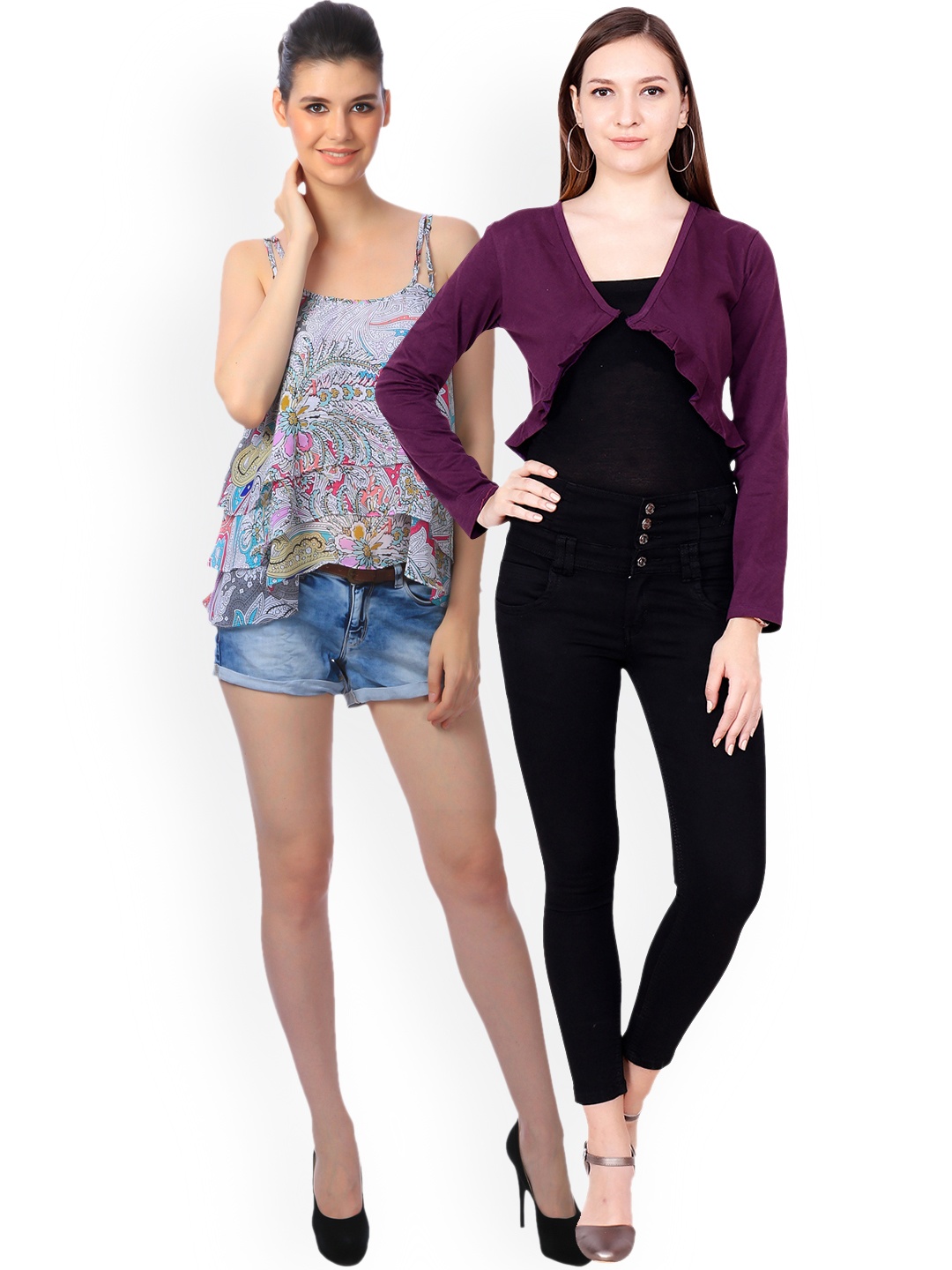 SCORPIOUS Women Pack of Shrug & Top, Multi