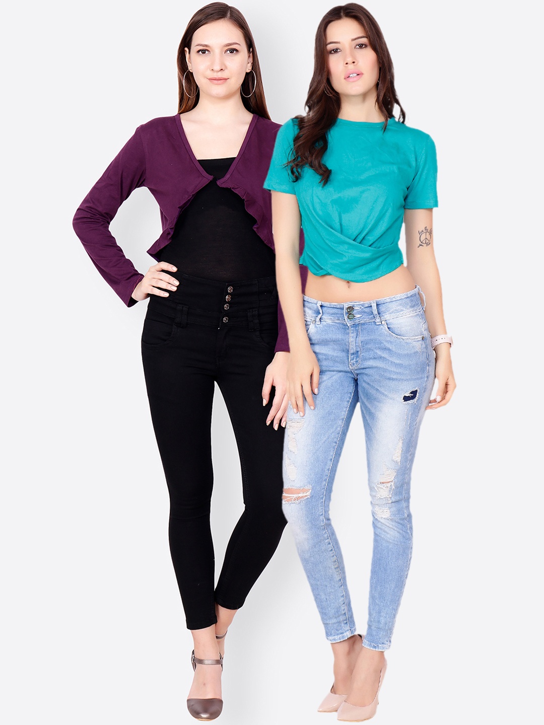 

SCORPIOUS Women Pack of Shrug & Top, Blue