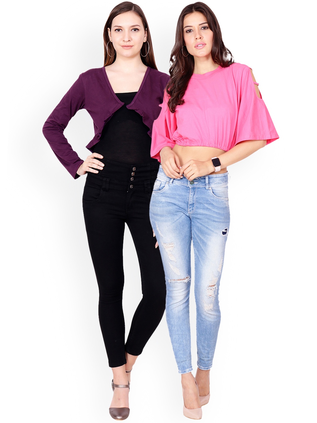 

SCORPIOUS Women Pack of Shrug & Top, Purple