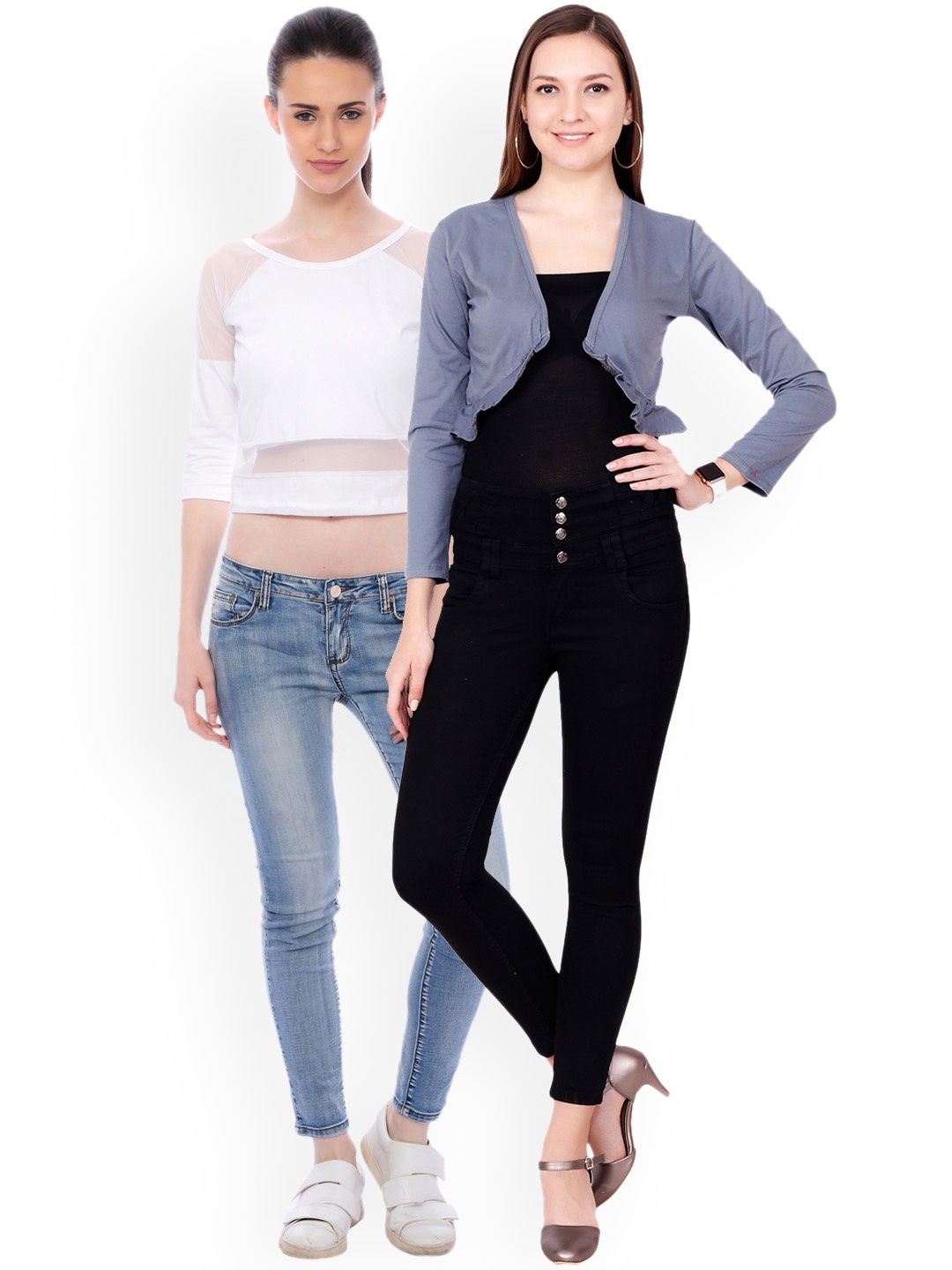

SCORPIOUS Women Pack of Shrug & Pure Cotton Top, White