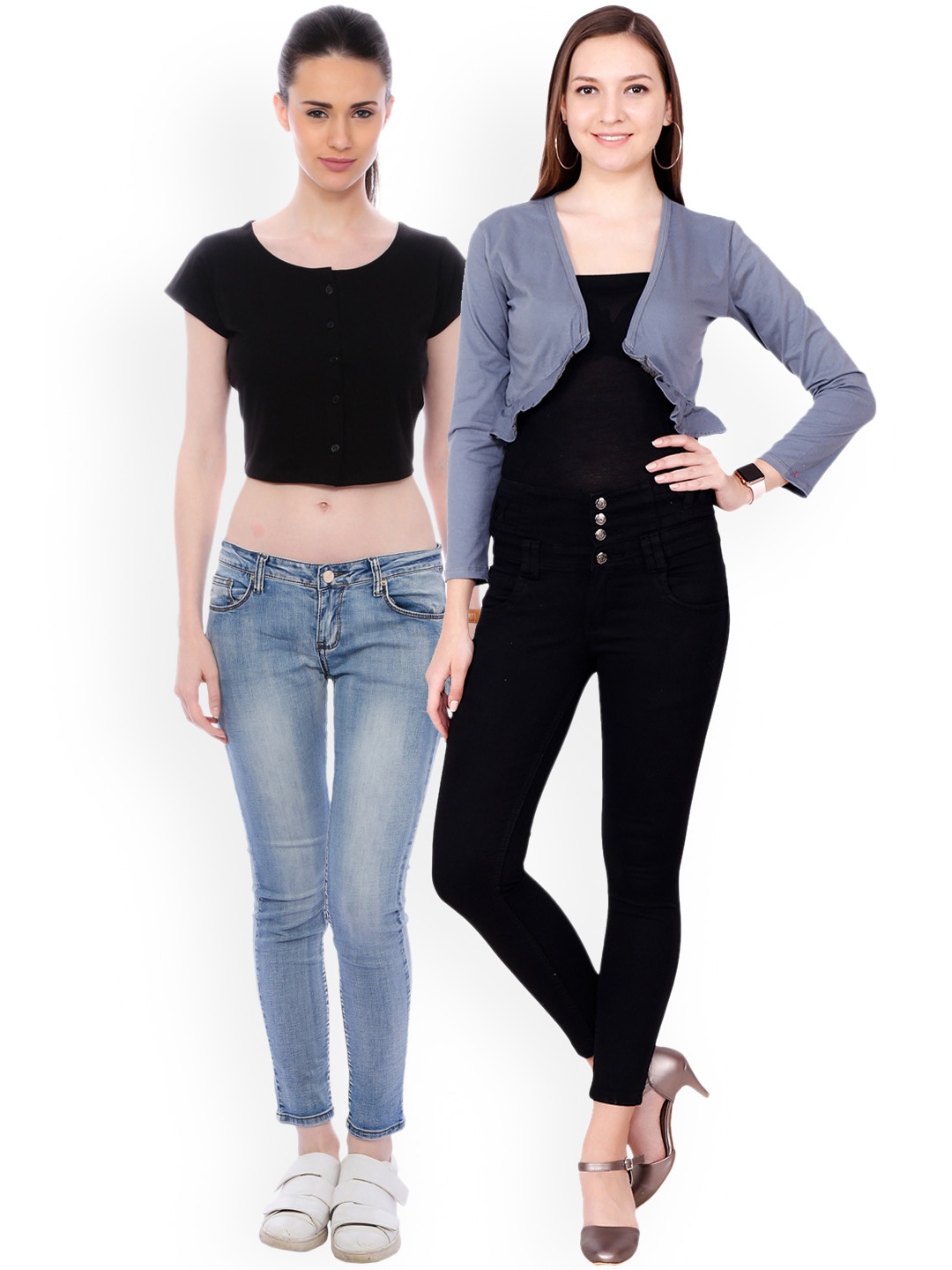 

SCORPIOUS Women Pack of Shrug & Pure Cotton Top, Black