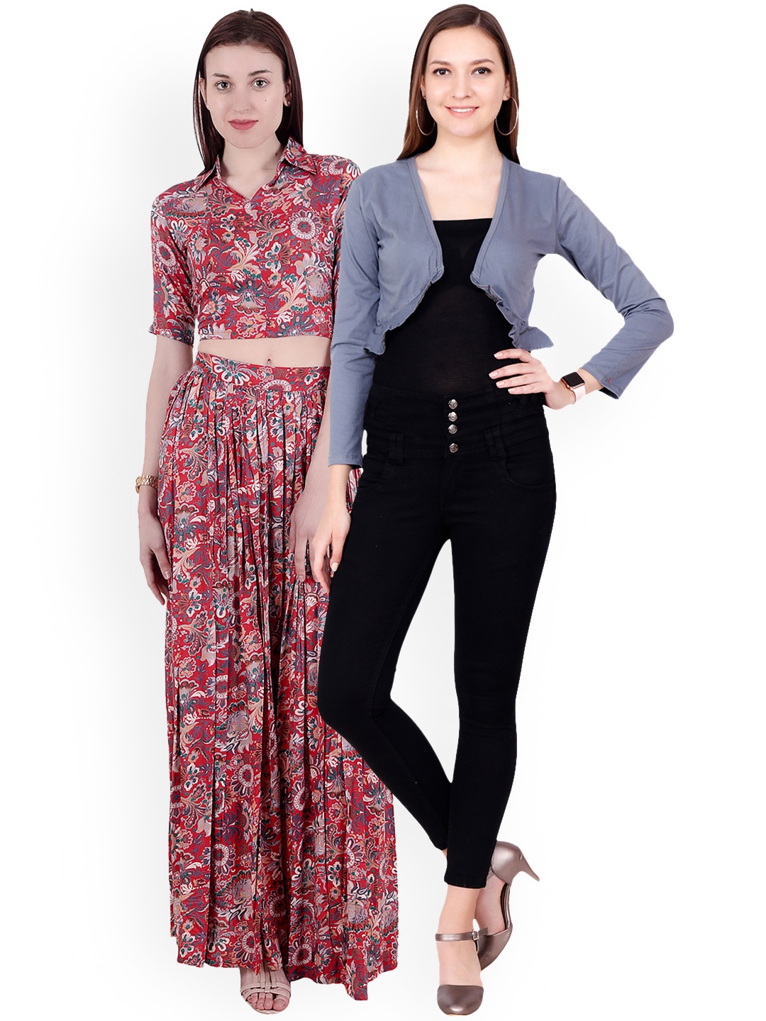 

SCORPIOUS Women Pack of Shrug & Top, Red