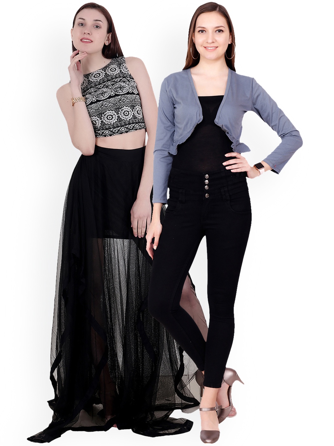 

SCORPIOUS Women Pack of Shrug & Top, Black