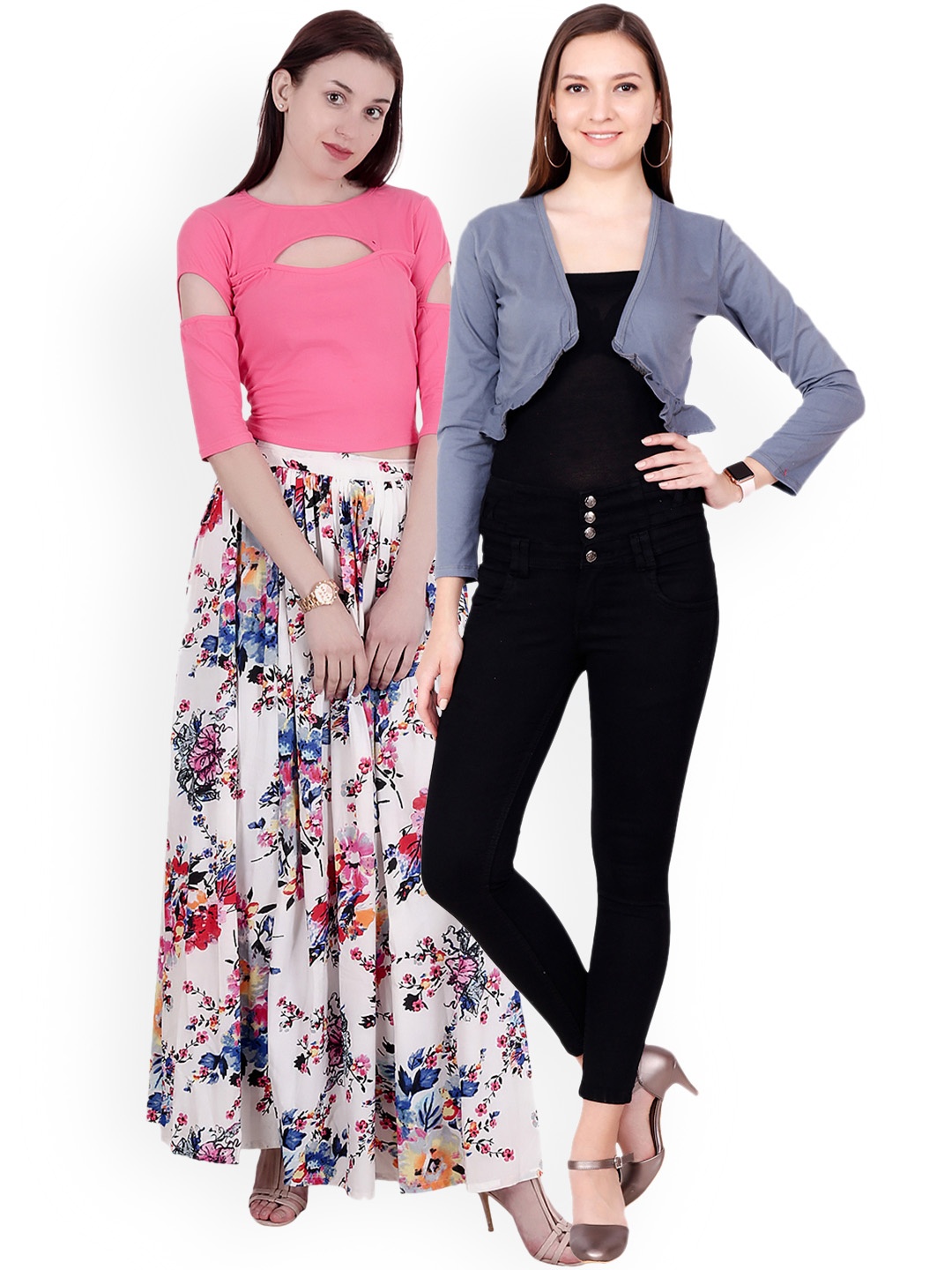 

SCORPIOUS Women Pack of Shrug & Top, Pink