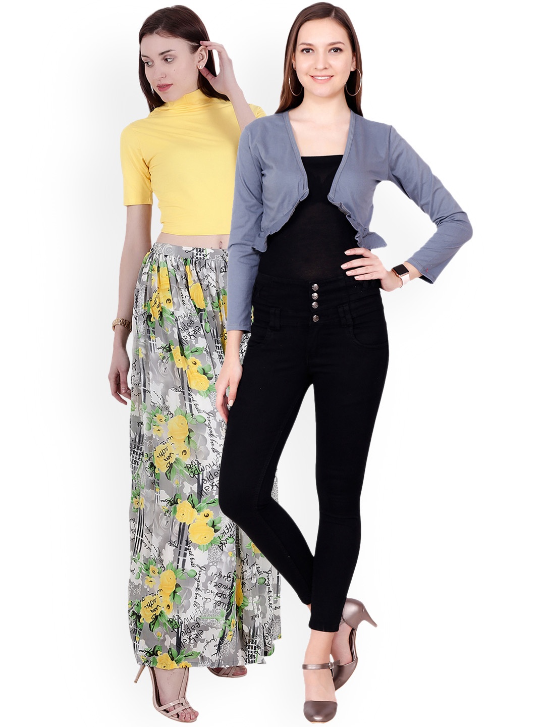 

SCORPIOUS Women Pack of Shrug & Top, Yellow