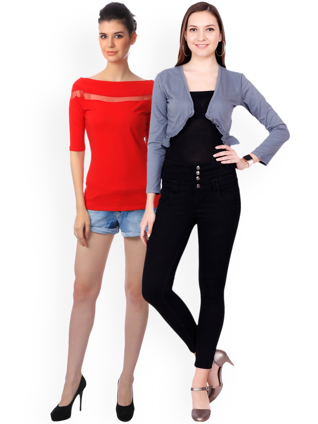 

SCORPIOUS Women Pack of Shrug and Top, Red