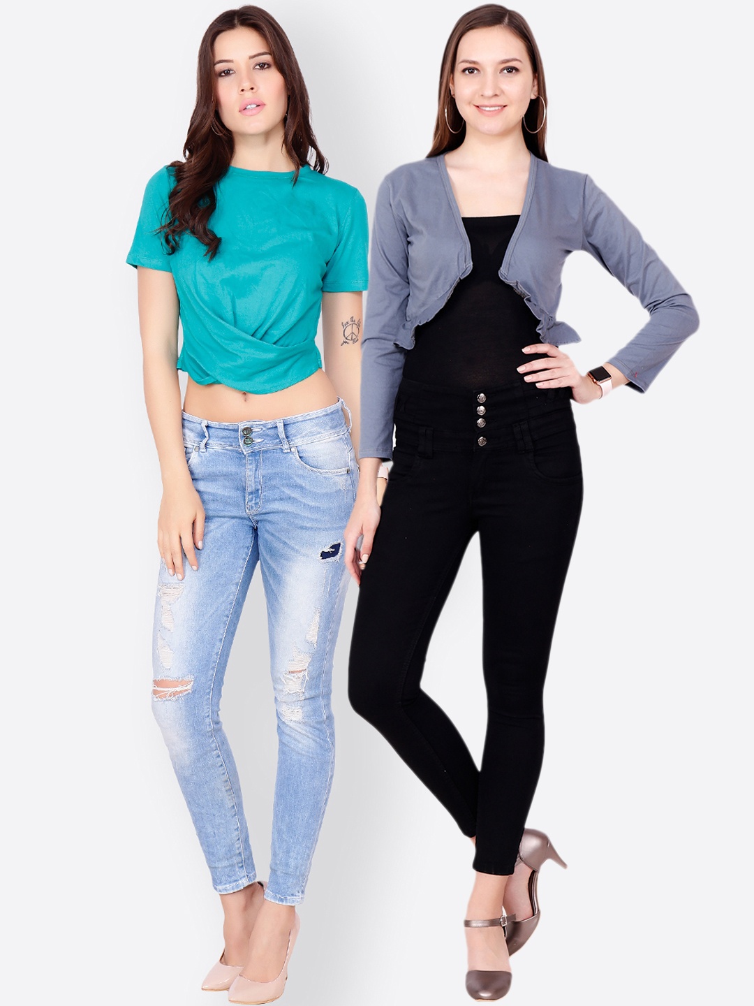 

SCORPIOUS Women Pack of Shrug and Top, Blue