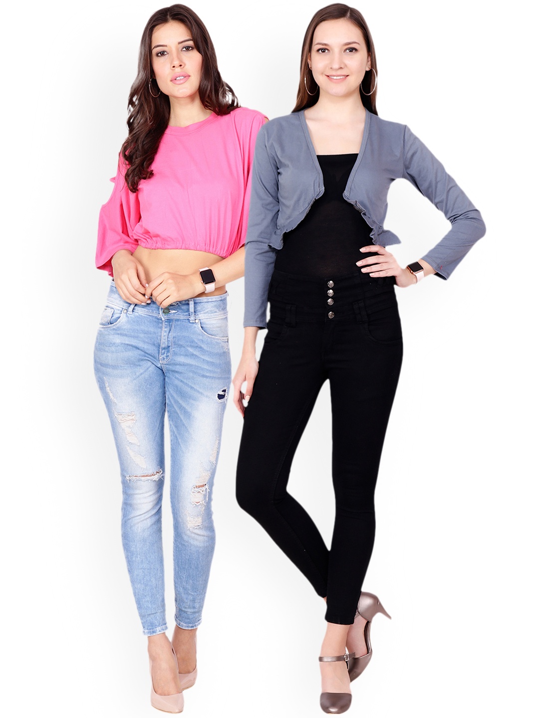 

SCORPIOUS Women Pack of Shrug and Top, Pink