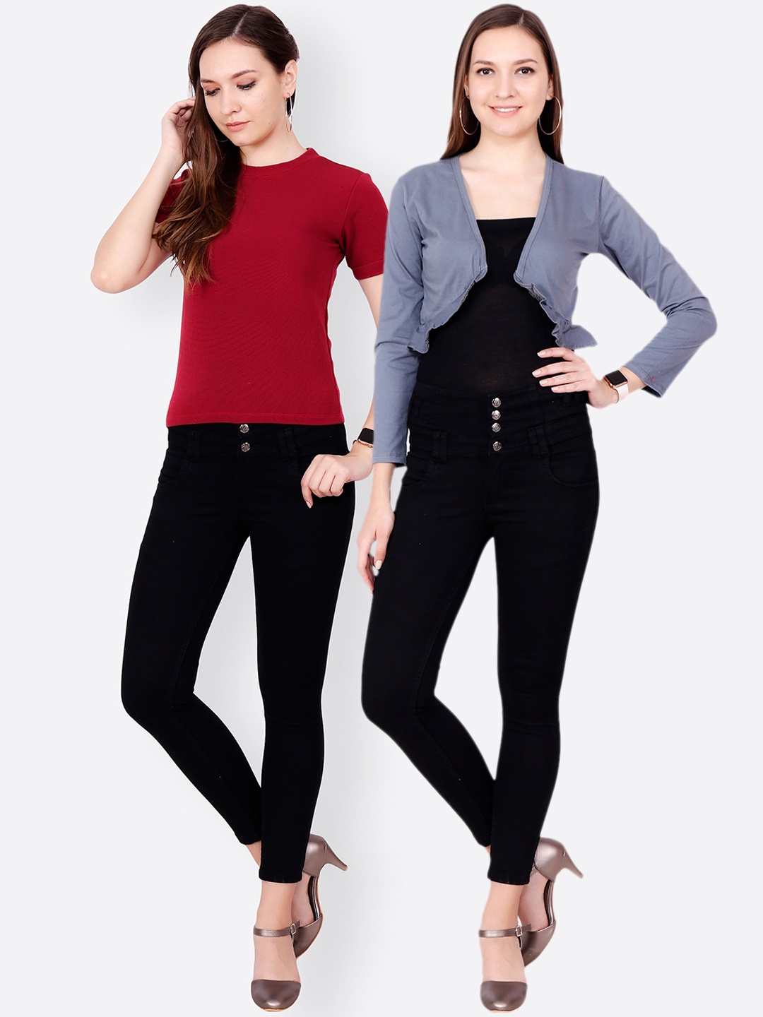 

SCORPIOUS Women Pack of Shrug and Top, Blue