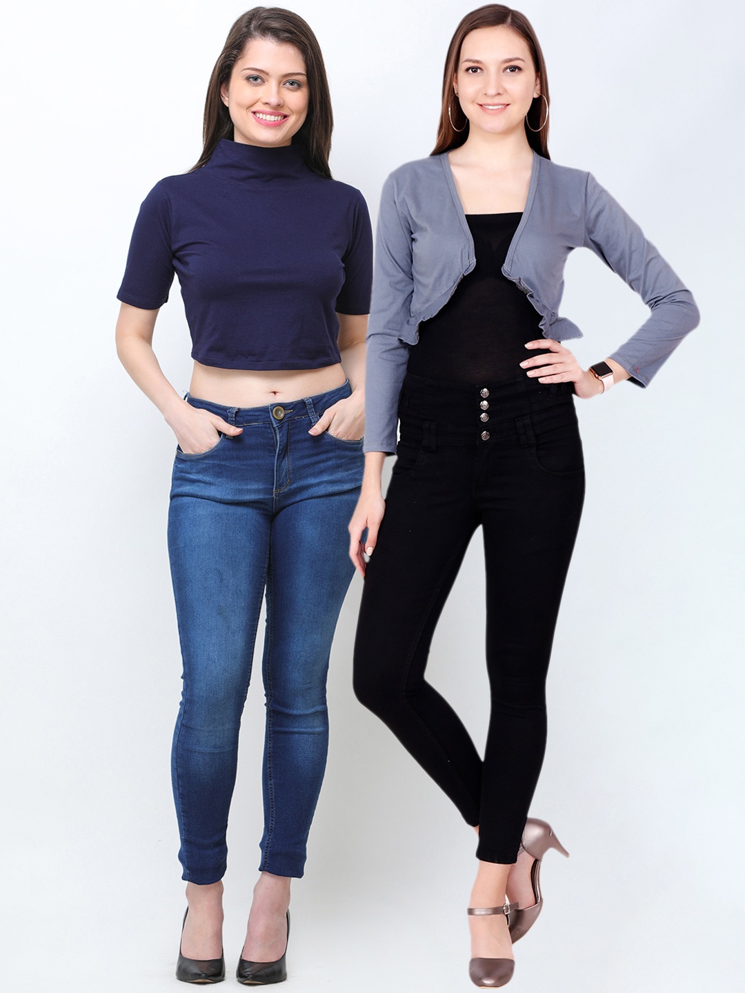 

SCORPIOUS Women Pack of Shrug and Top, Blue