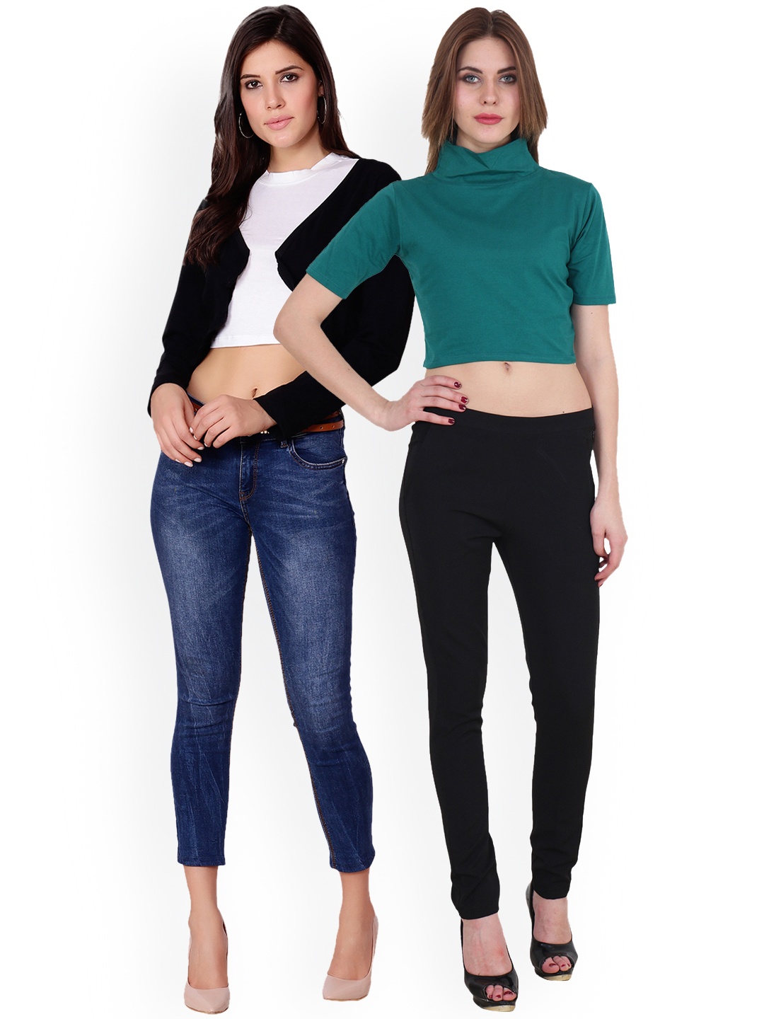 SCORPIOUS Women Pack of Shrug and Top, Black