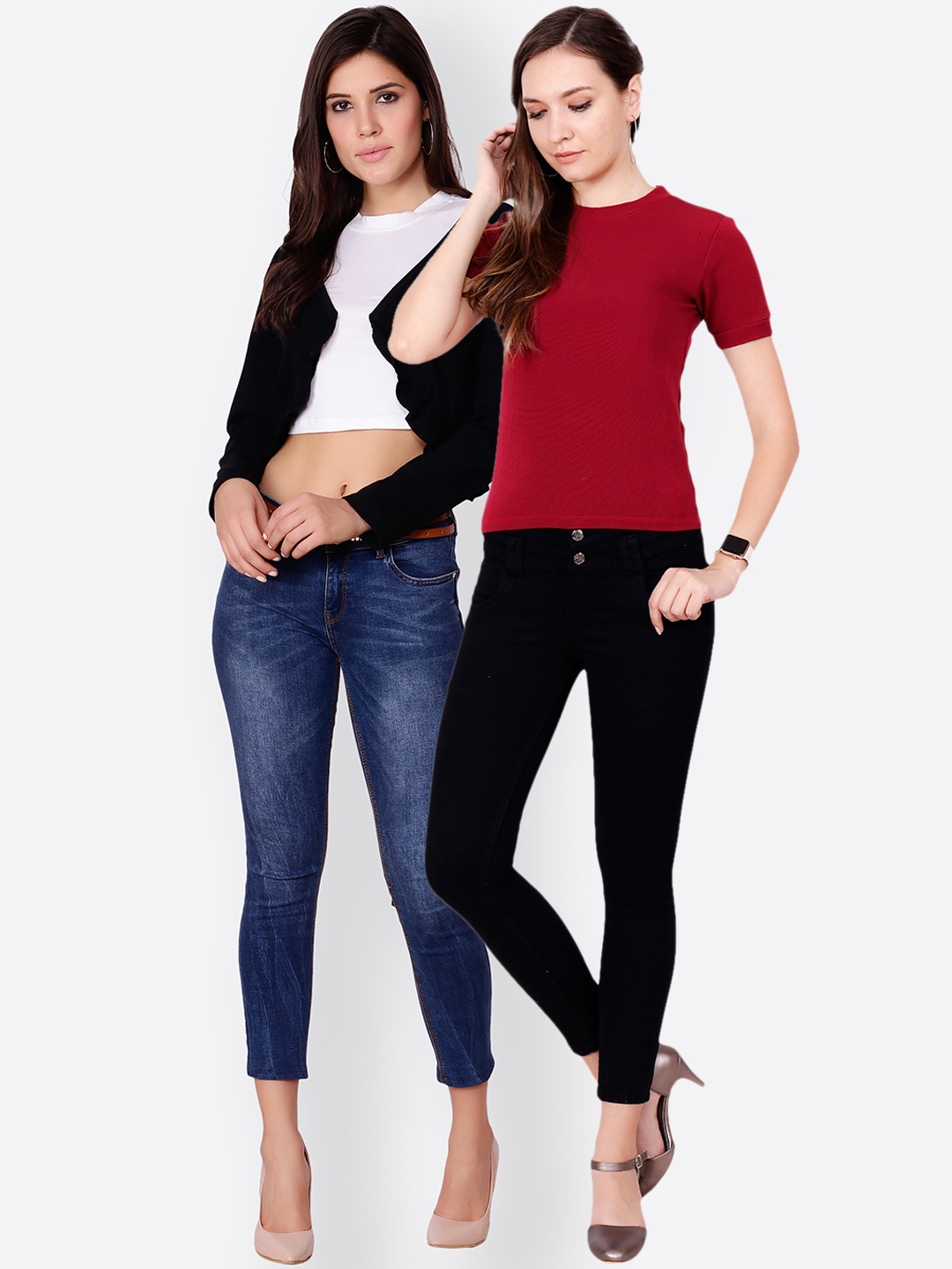 SCORPIOUS Women Pack of Shrug and Top, Black