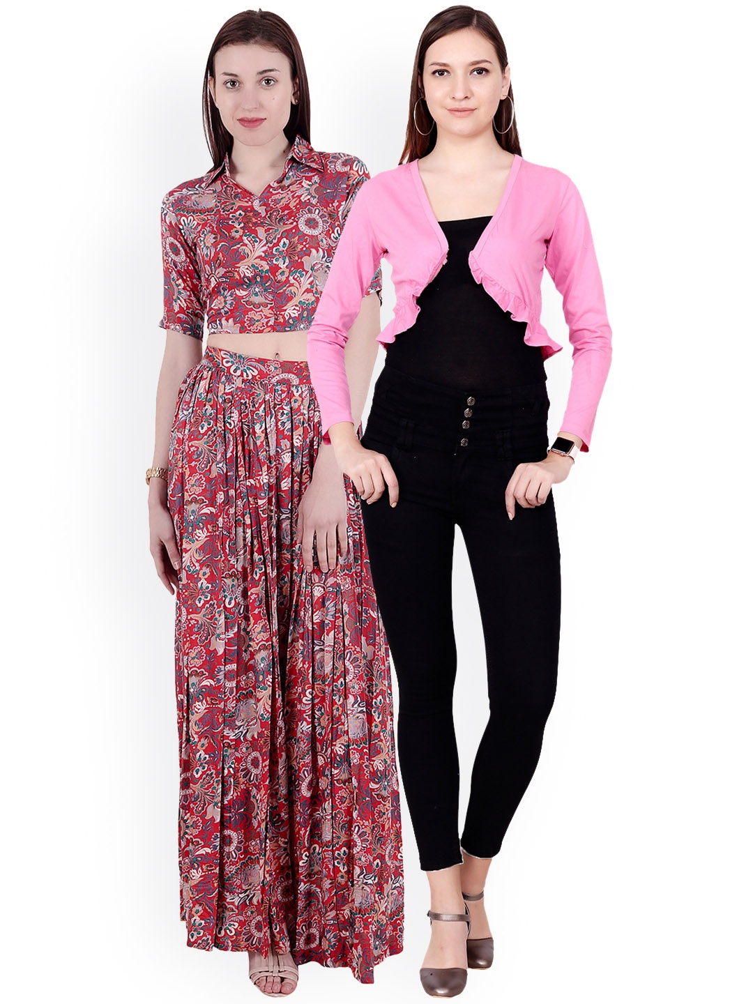 

SCORPIOUS Women Pack of Shrug and Top, Red