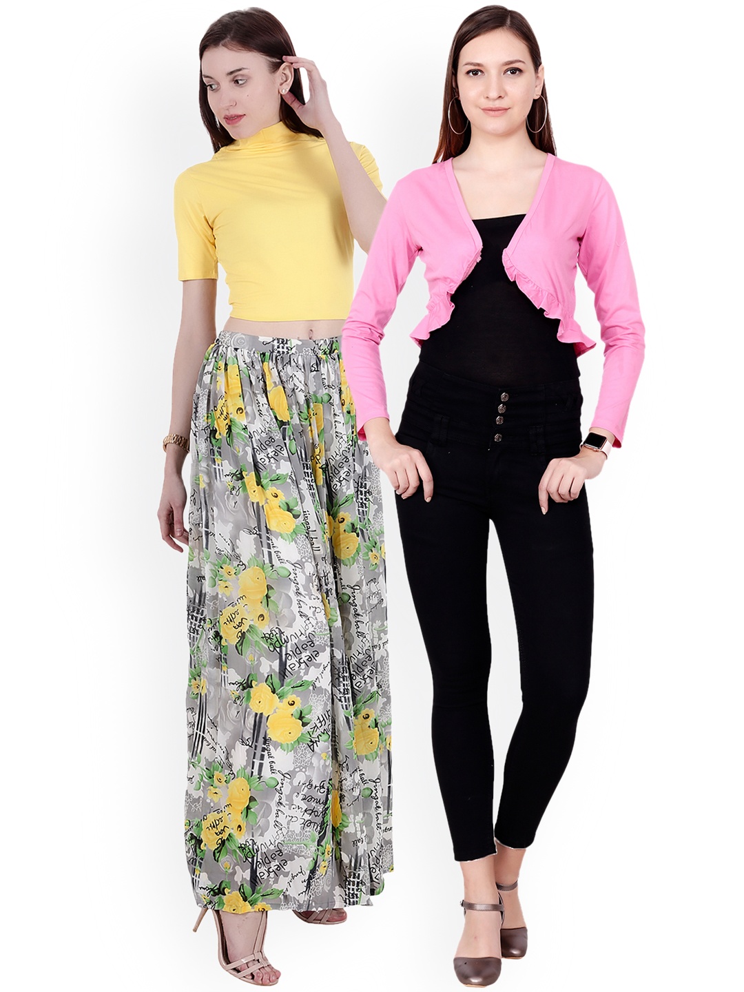 

SCORPIOUS Women Pack of Shrug and Top, Yellow