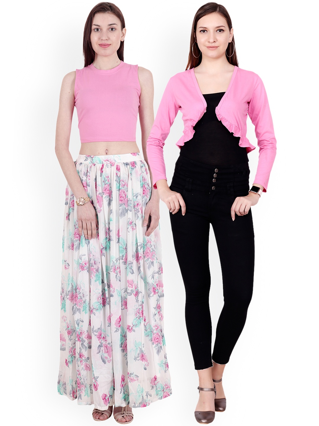 

SCORPIOUS Women Pack of Shrug and Pure Cotton Top, Pink