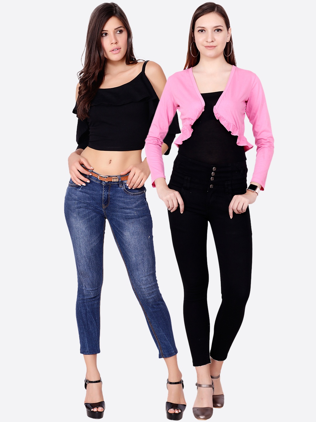 

SCORPIOUS Women Pack of Shrug and Top, Black