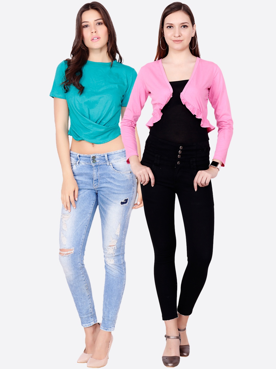 SCORPIOUS Women Pack of Shrug and Top, Blue