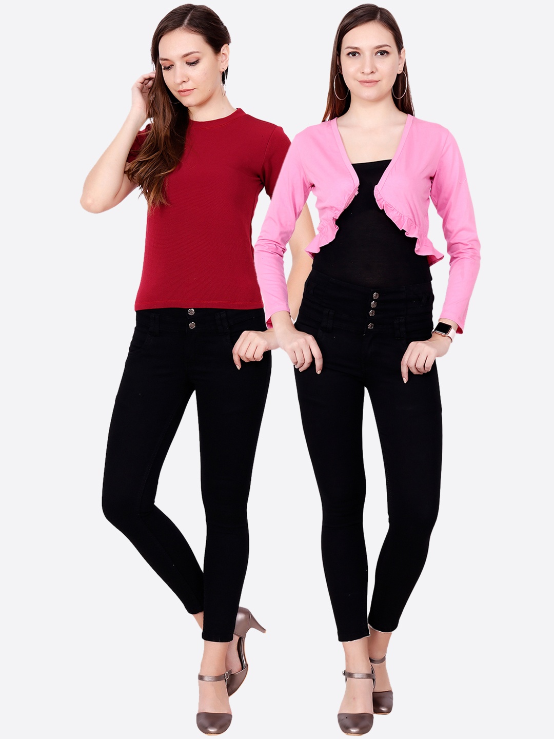 

SCORPIOUS Women Pack of Shrug and Top, Maroon