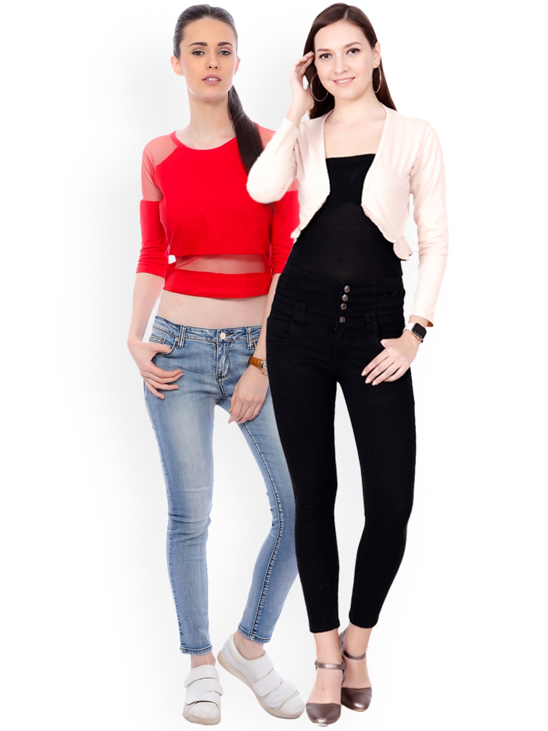 

SCORPIOUS Women Pack of Shrug and Top, Cream