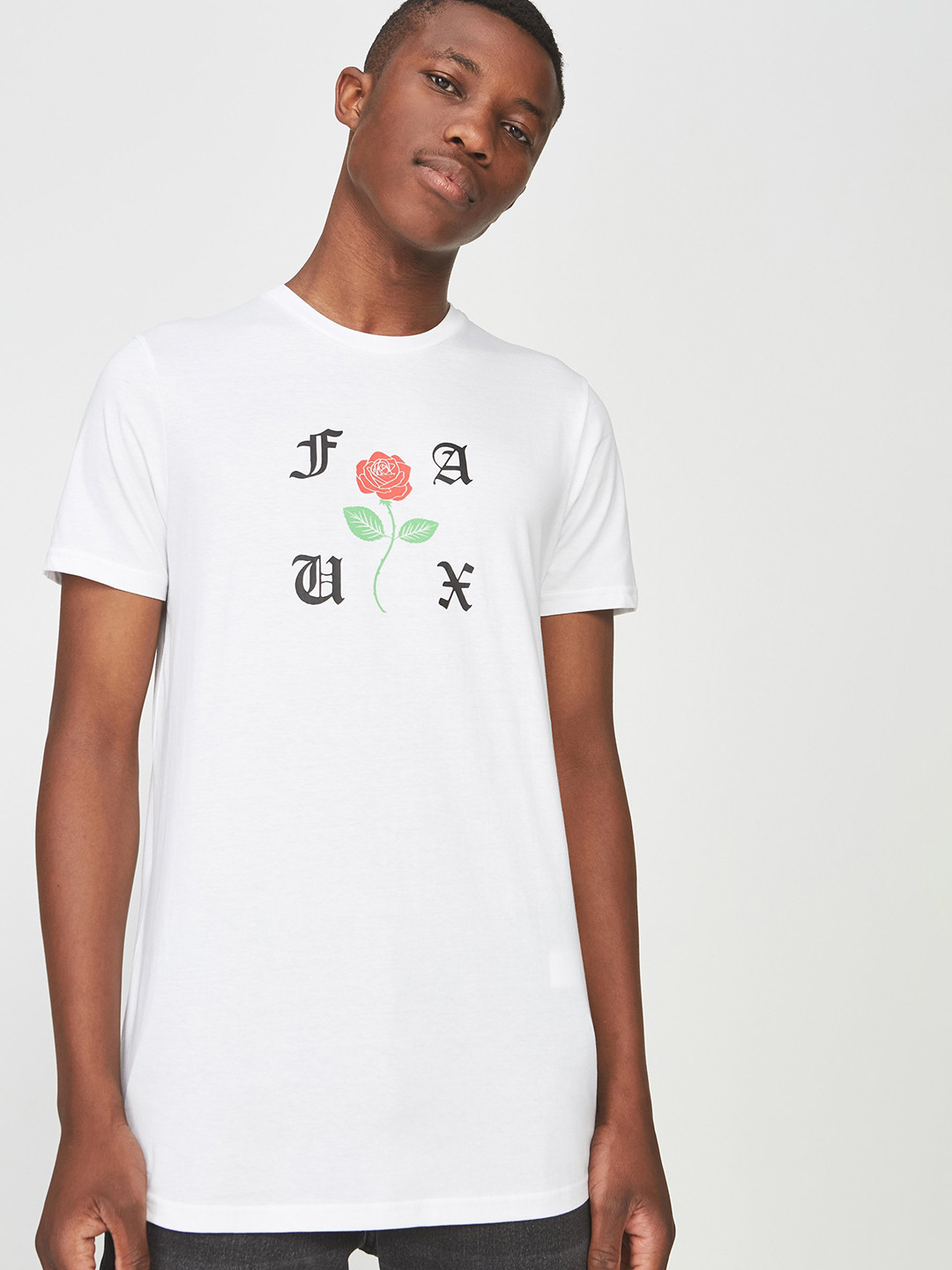 

COTTON ON Men White Printed Round Neck T-shirt