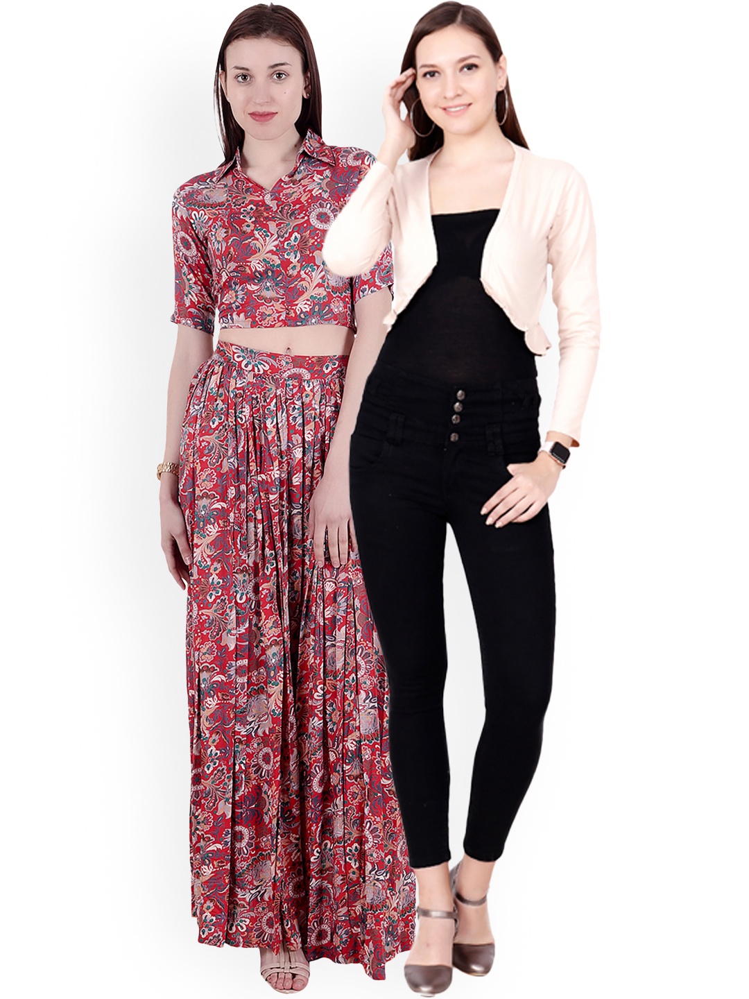

SCORPIOUS Women Pack of Shrug and Top, Cream