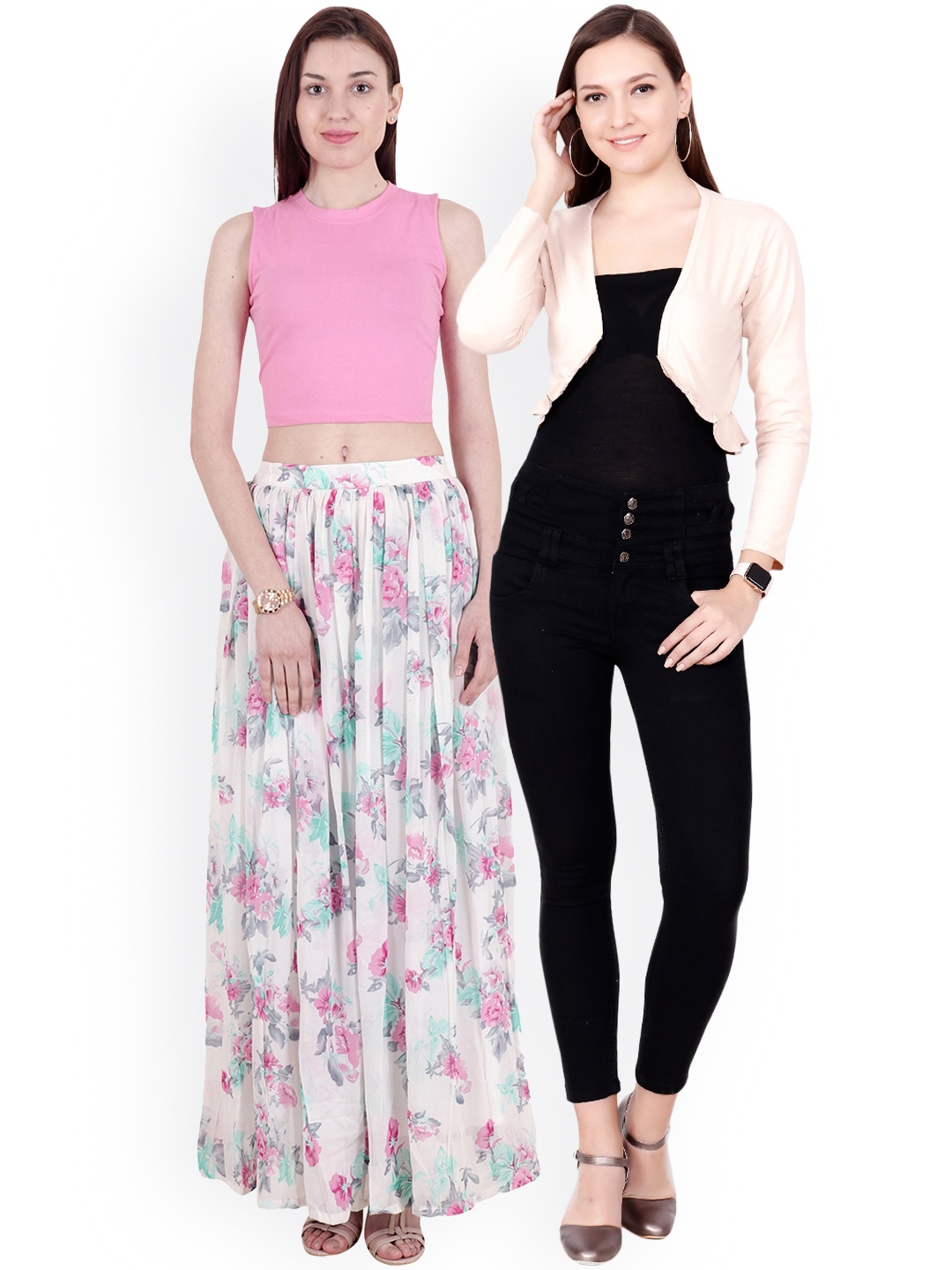 

SCORPIOUS Women Pack of Shrug and Top, Cream