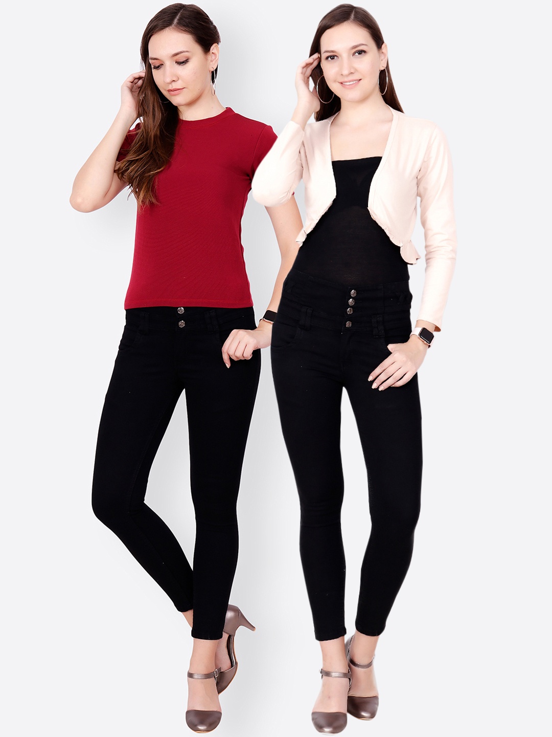 

SCORPIOUS Women Pack of Shrug and Top, Cream
