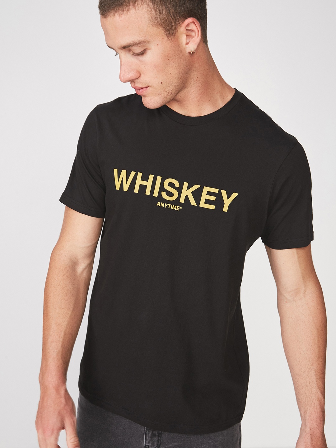 

COTTON ON Men Black Printed Round Neck T-shirt