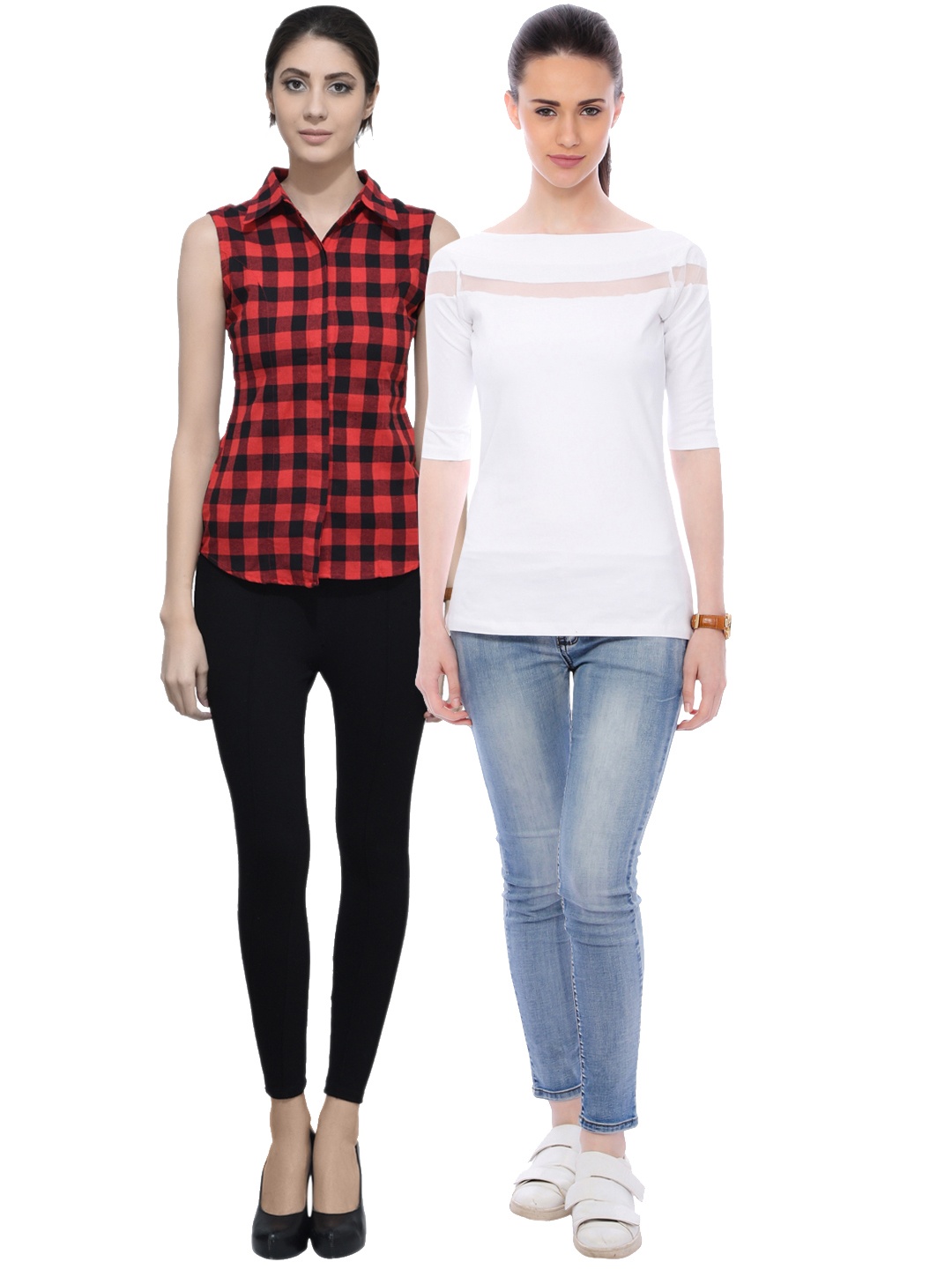 

SCORPIOUS Women Pack of shirt and Pure Cotton Top, White