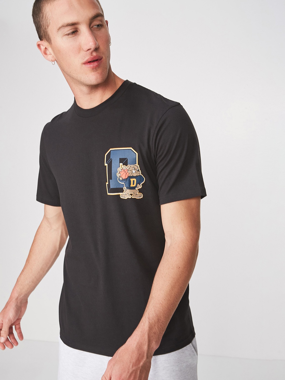 

COTTON ON Men Black Printed Round Neck T-shirt
