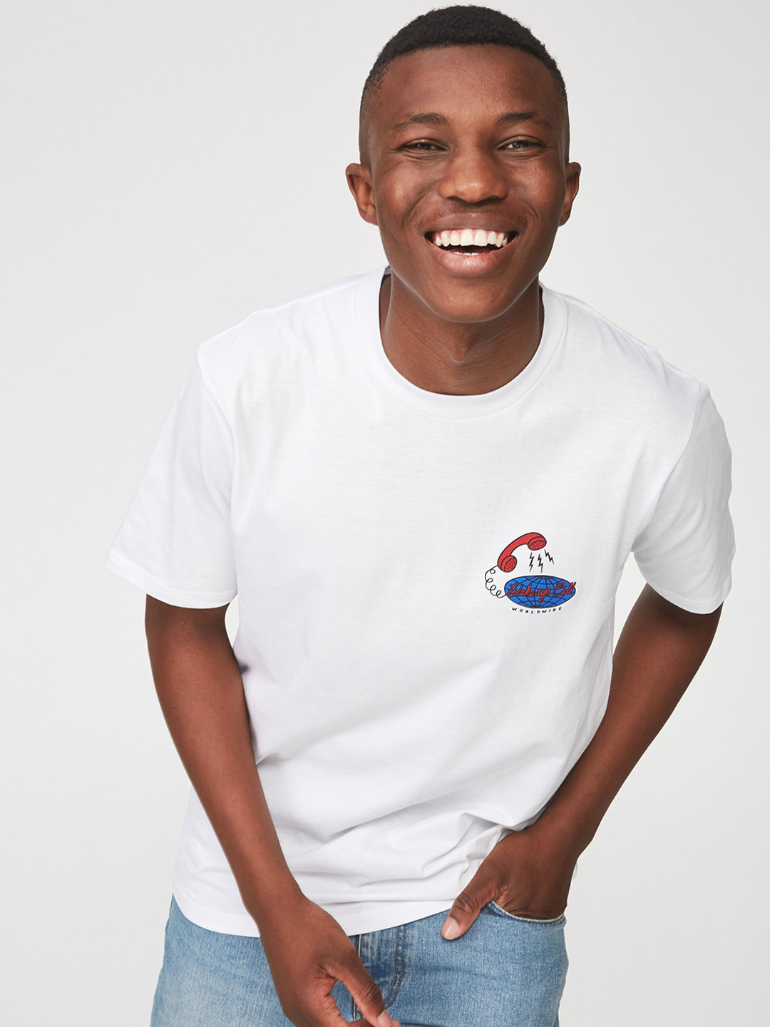 

COTTON ON Men White Printed Round Neck T-shirt