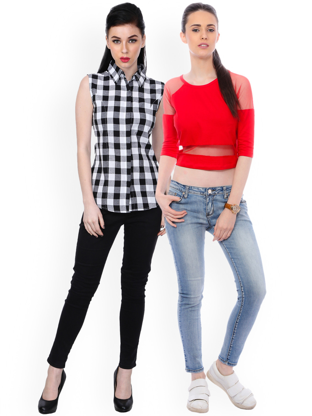 

SCORPIOUS Women Pack of Shirt and Pure Cotton Top, Red