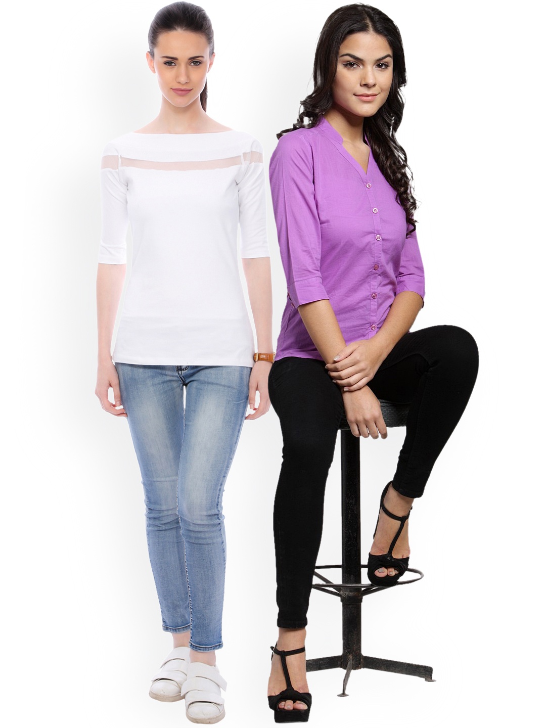 

SCORPIOUS Women Pack of Shirt and Top, White