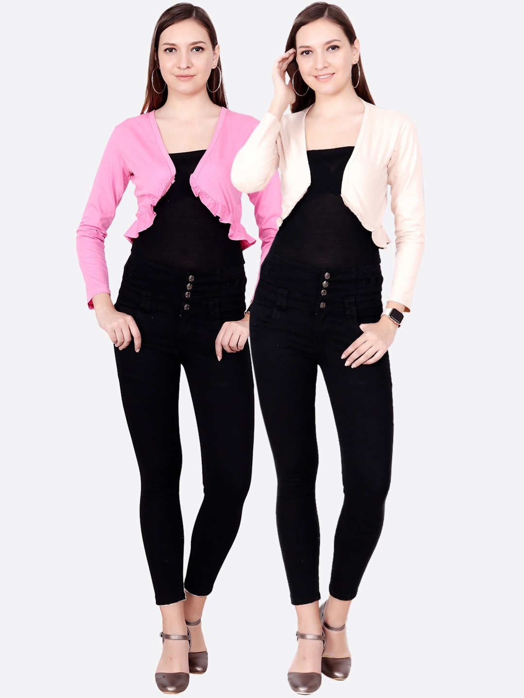 SCORPIOUS Women Pack of two Shrugs, Cream