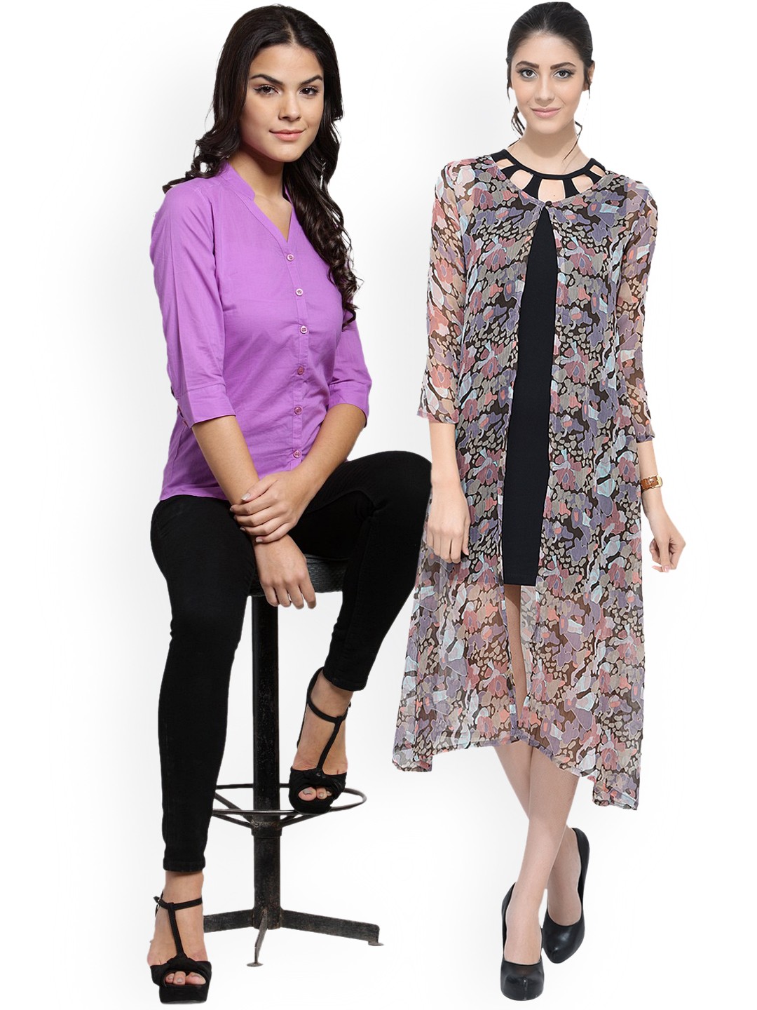 

SCORPIOUS Women Pack of Shrug and Shirt, Multi