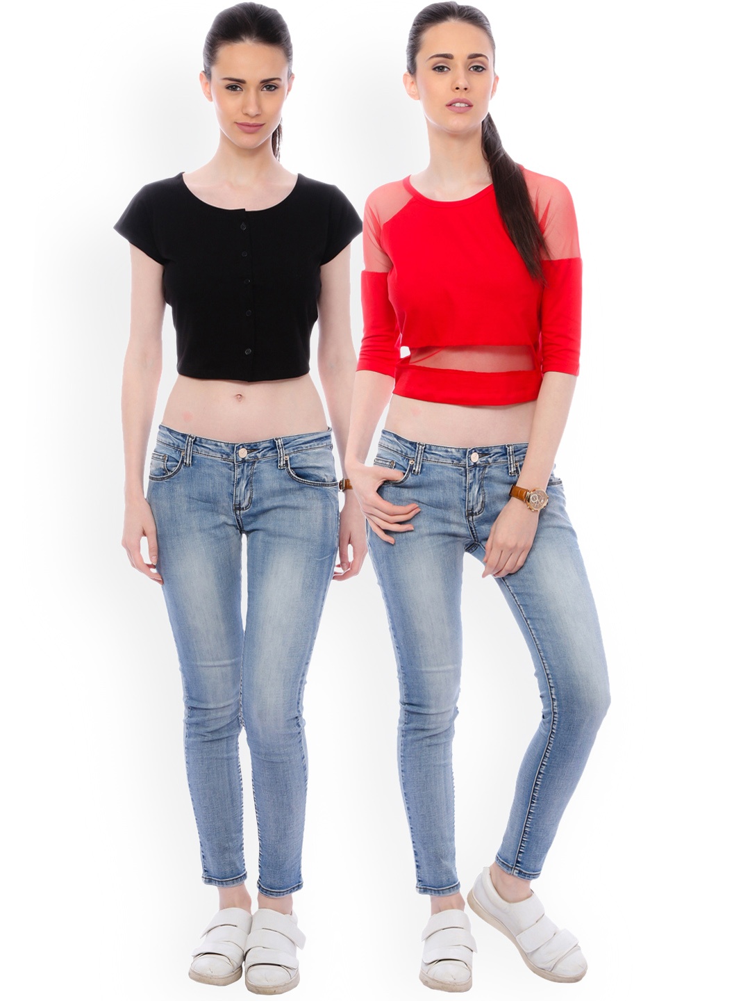 

SCORPIOUS Women Pack of two Pure Cotton Tops, Red