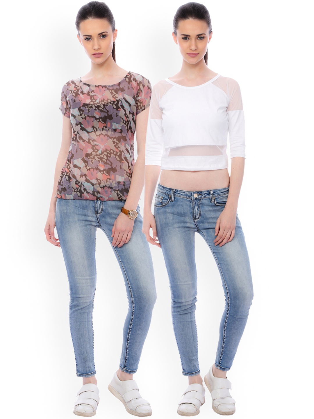 SCORPIOUS Women Pack of two Pure Cotton Tops, White
