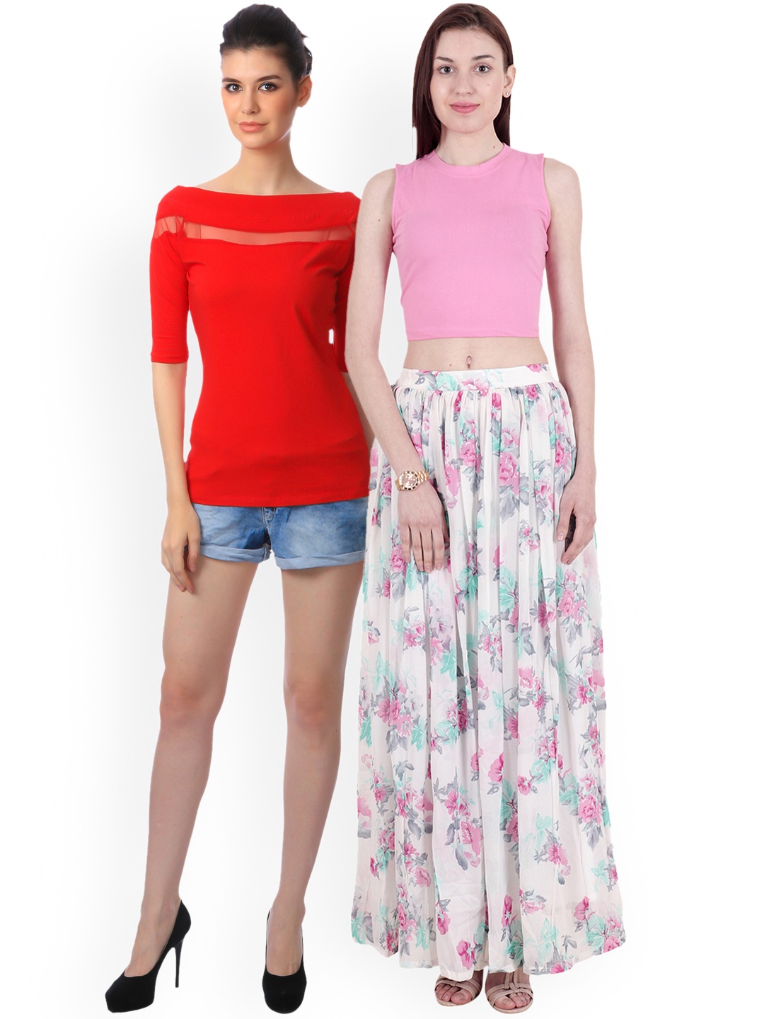 SCORPIUS Women Pack of 2 Tops, Red