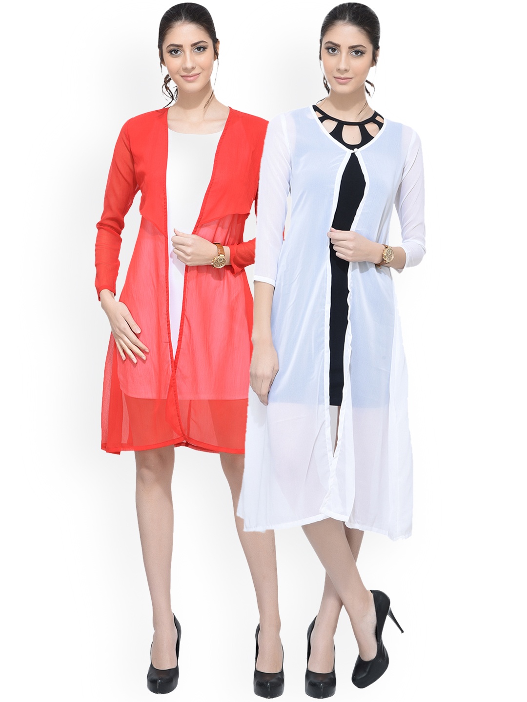 

SCORPIUS Women Pack of 2 Open Front Shrugs, White