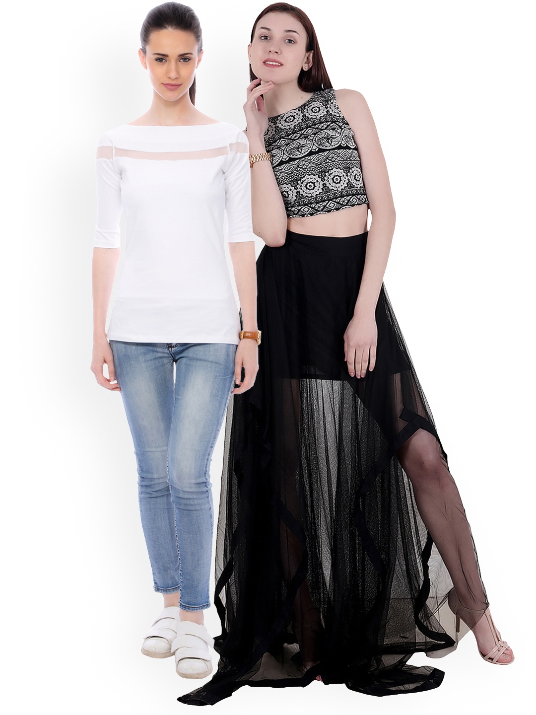 SCORPIUS Women Pack of 2 Solid Tops, White