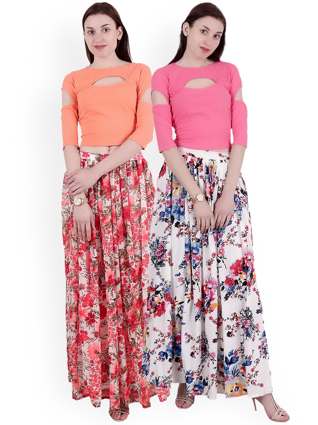 SCORPIUS Women Pack of 2 Solid Tops, Pink