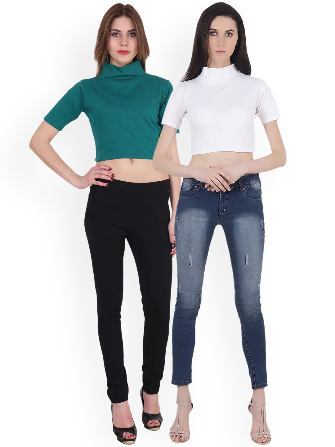 

SCORPIUS Women Pack of 2 Solid Tops, White