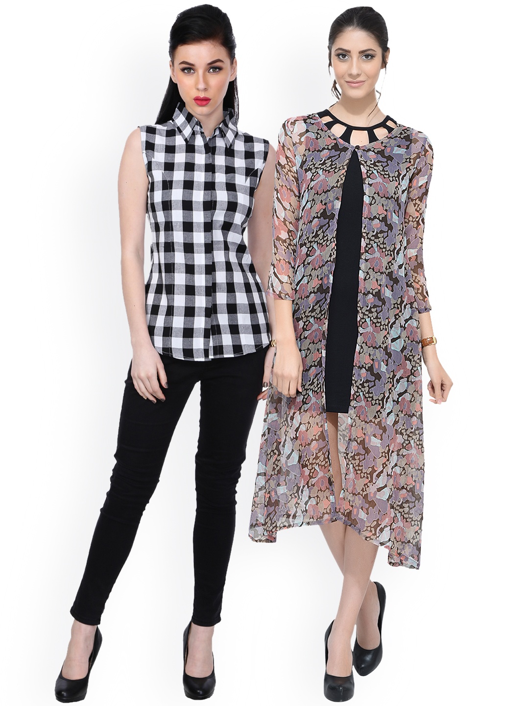 

SCORPIUS Women Muticoloured Shrug with Shirt, Multi