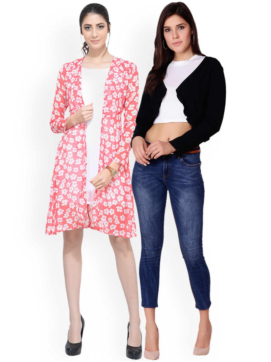 

SCORPIUS Women Pack of 2 open front shrugs, Coral