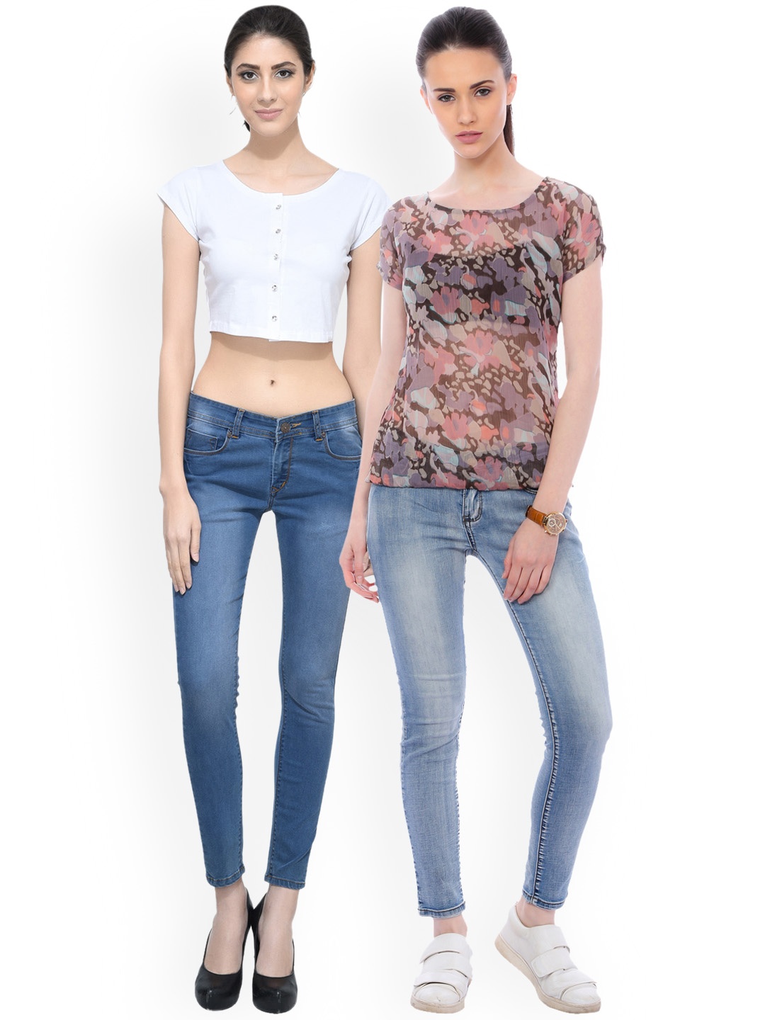 

SCORPIUS Women Pack of 2 Pure Cotton Tops, White