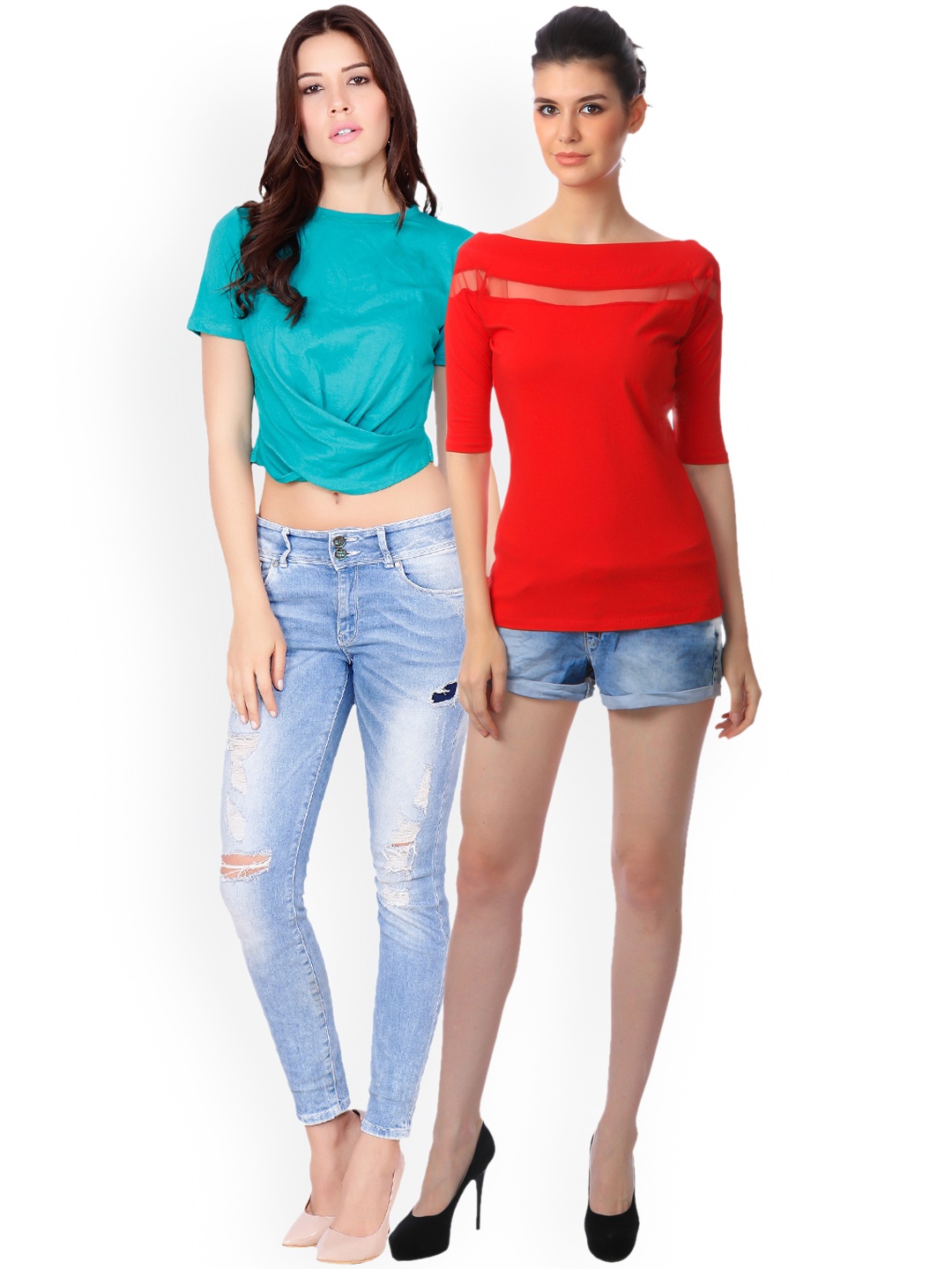 

SCORPIUS Women Pack of 2 Tops, Teal