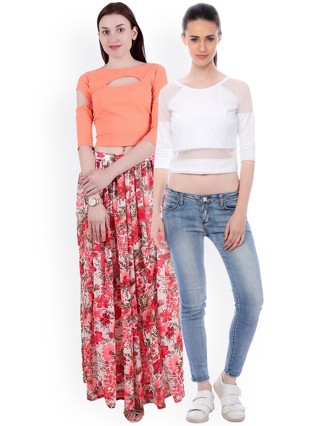 

SCORPIUS Women Pack of 2 Crop Tops, White