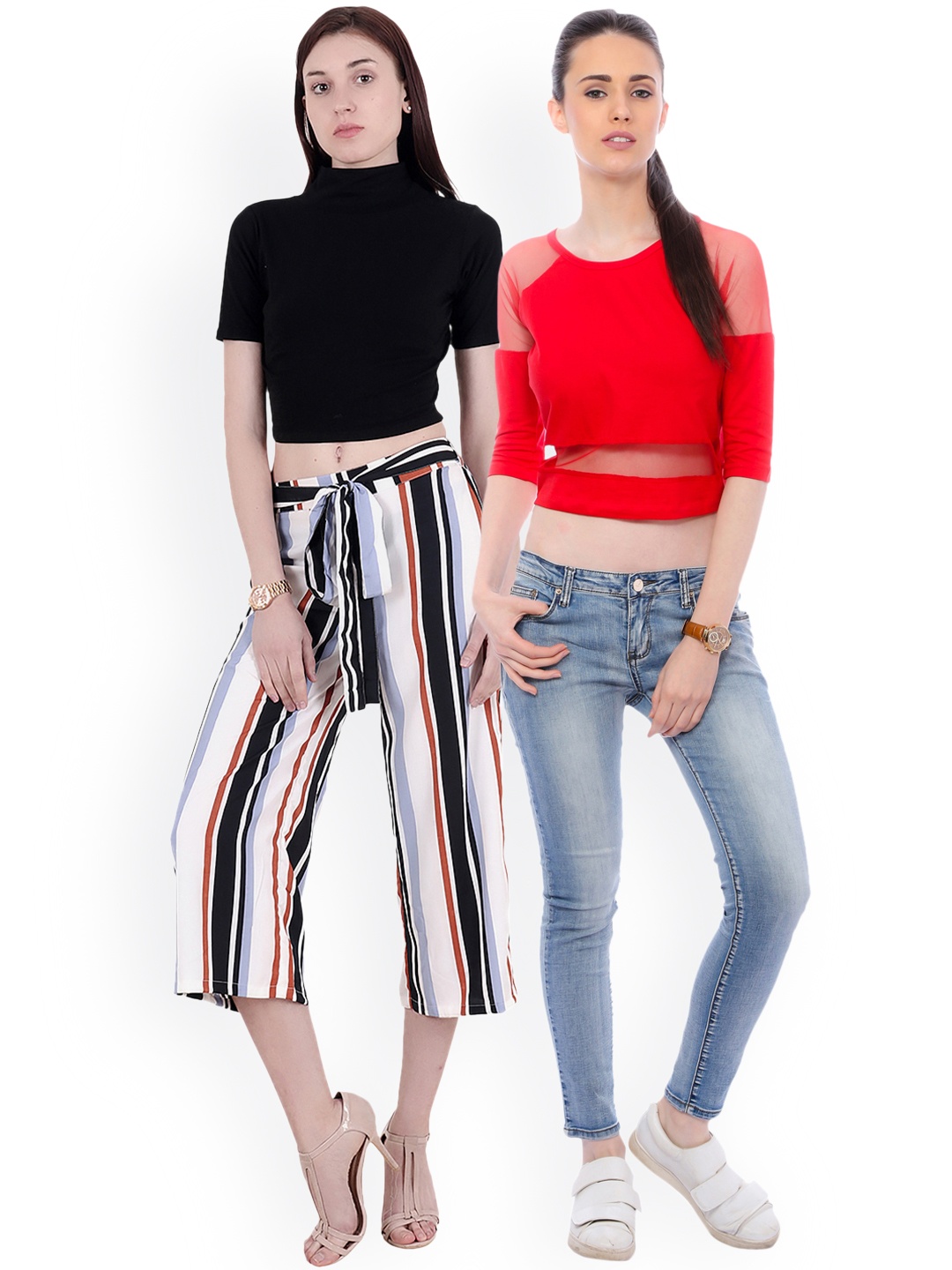 

SCORPIUS Women Pack of 2 Crop Tops, Black